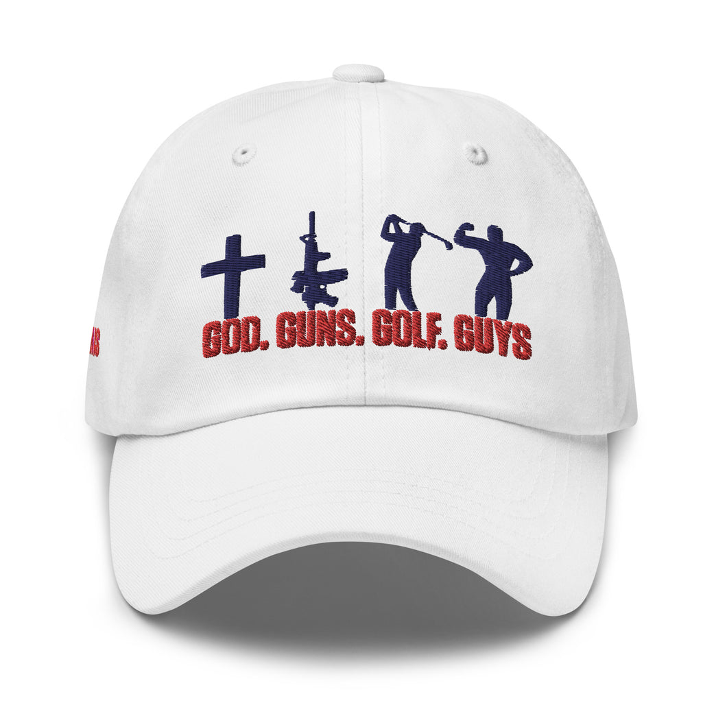 God. Guns. Golf. Guys. Hat