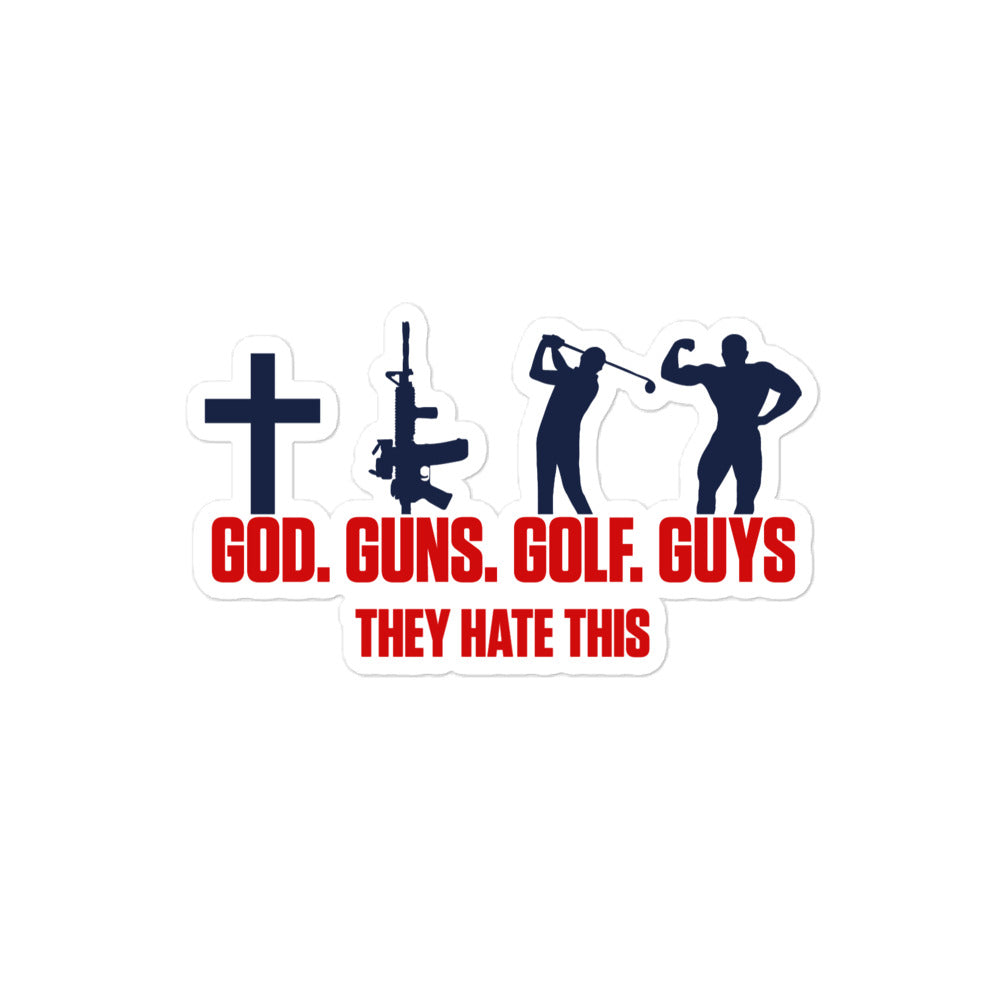 God. Guns. Golf. Guys. Sticker